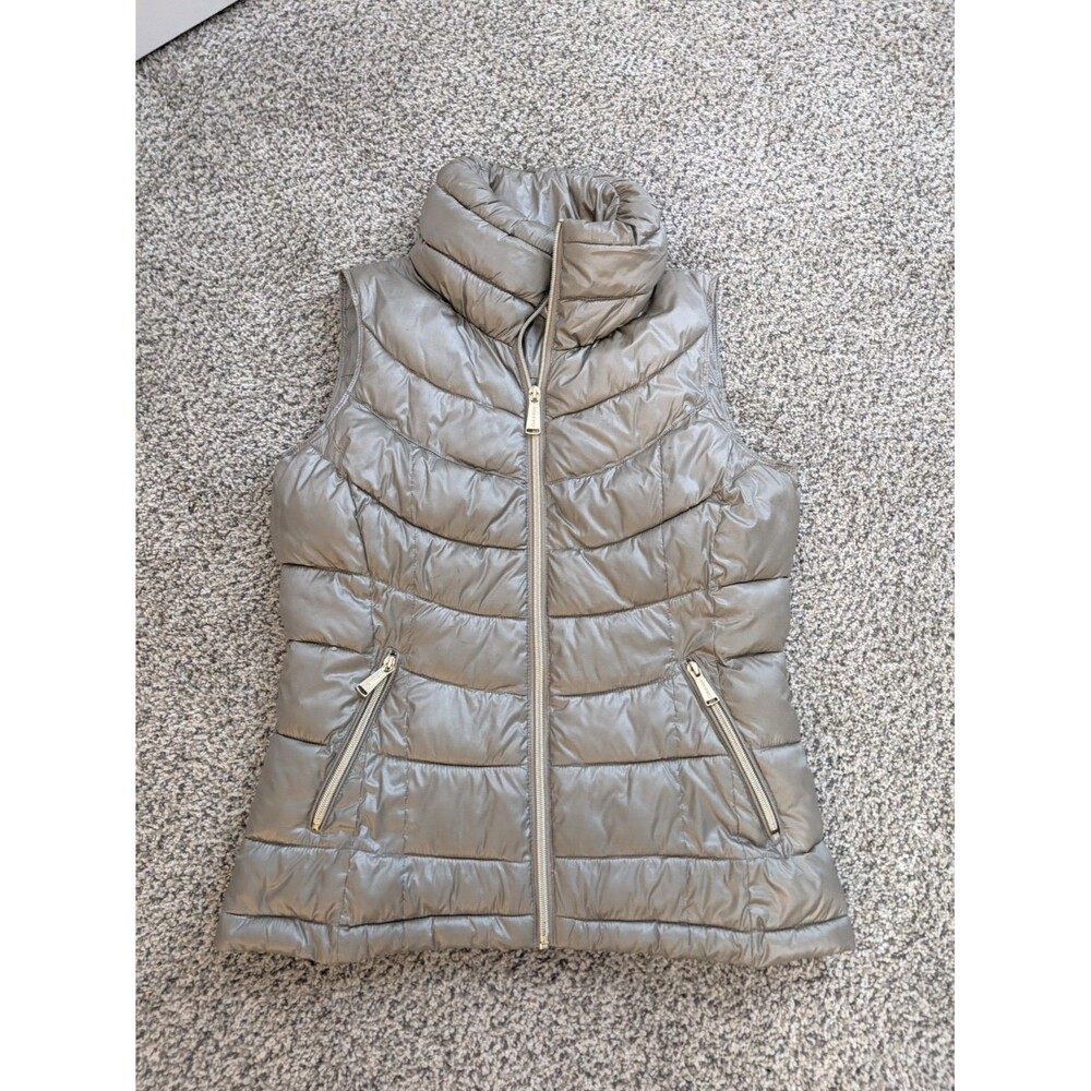 Calvin Klein Quilted Puffer Vest Womens XS Metallic Gold